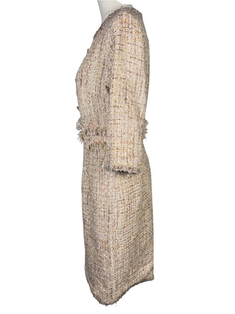 Mac Duggal Beaded Trim Tweed Boucle Midi Dress New With Tags Size 10 - Picture 7 of 15